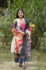 Pure pashmina digital printed fabric 3 piece