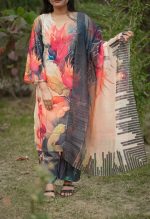 Pure pashmina digital printed fabric 3 piece - Image 4