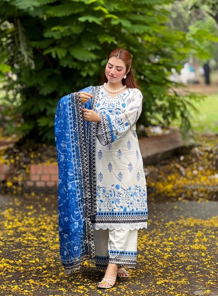 Blue Pakistani inspired 3pcs - Image 8