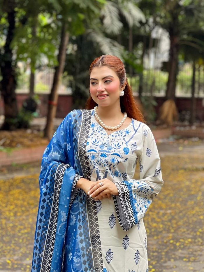Blue Pakistani inspired 3pcs - Image 9