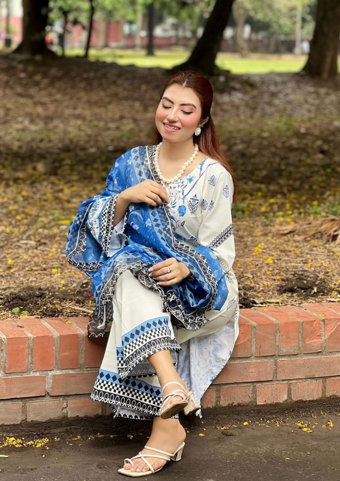 Blue Pakistani inspired 3pcs - Image 10