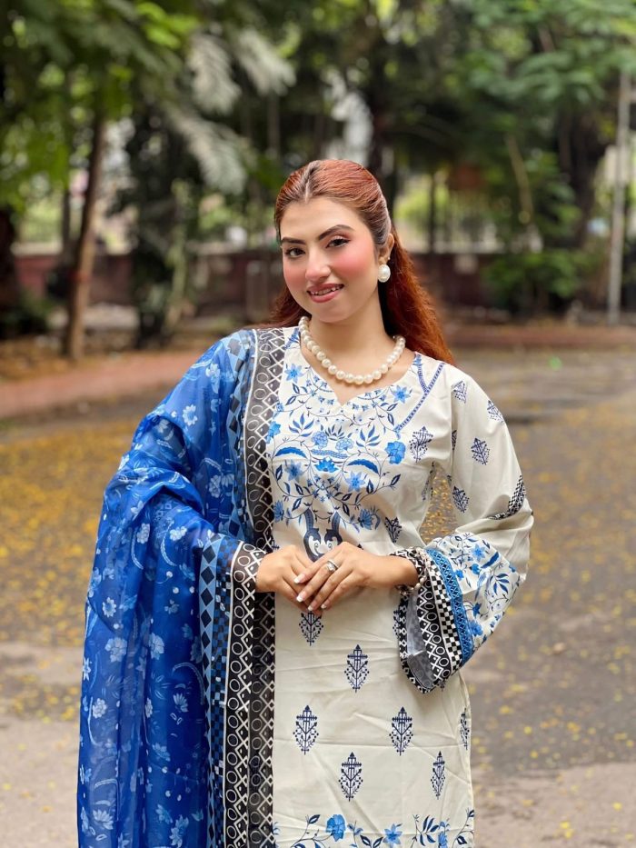 Blue Pakistani inspired 3pcs - Image 3