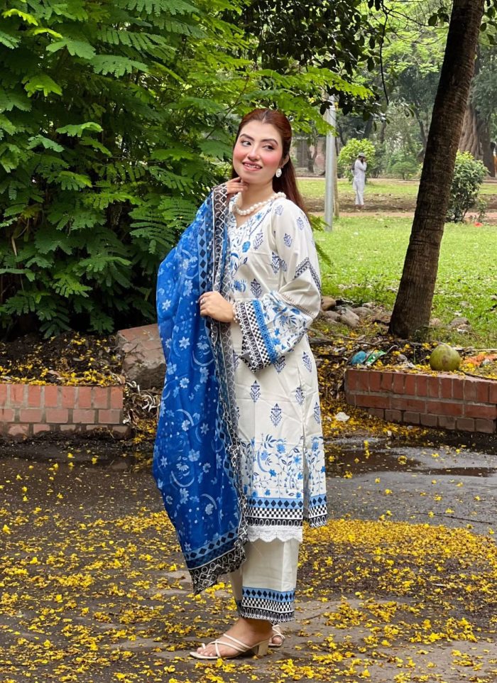 Blue Pakistani inspired 3pcs - Image 5