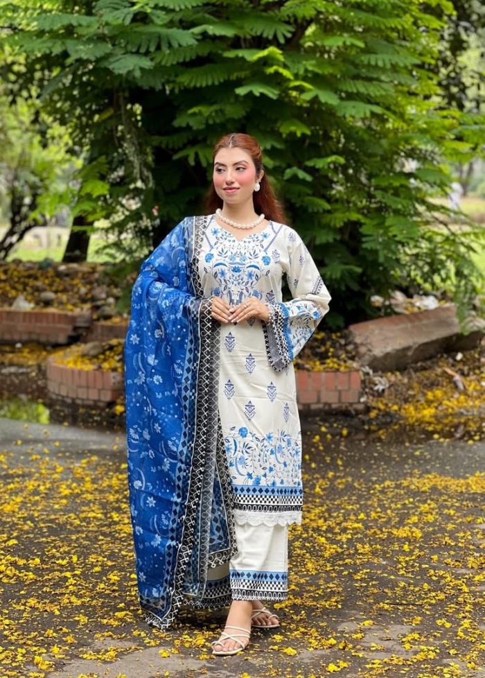 Blue Pakistani inspired 3pcs - Image 2