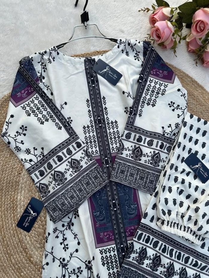 Premium quality synthetix silk digital print co-ord set - Image 1