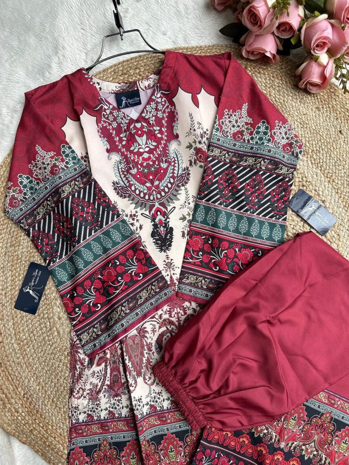 Premium quality synthetix silk digital print co-ord set - Image 1