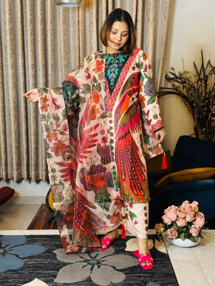 Peacock Pakistani inspired 3pcs - Image 9