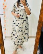 Elegant Skin Print Cotton Two Piece Kurti & Salwar Set - Image 3