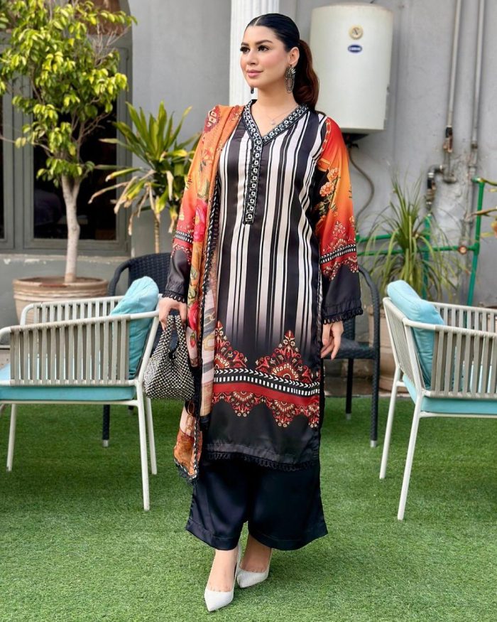 Maria B Multi Digital Printed Silk Formal Collections - Image 1