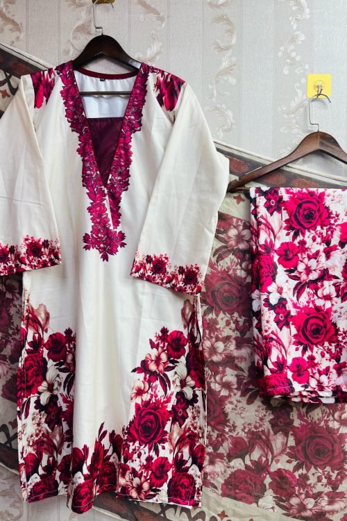 Pink Rose Flower Pakistani inspired 3pcs