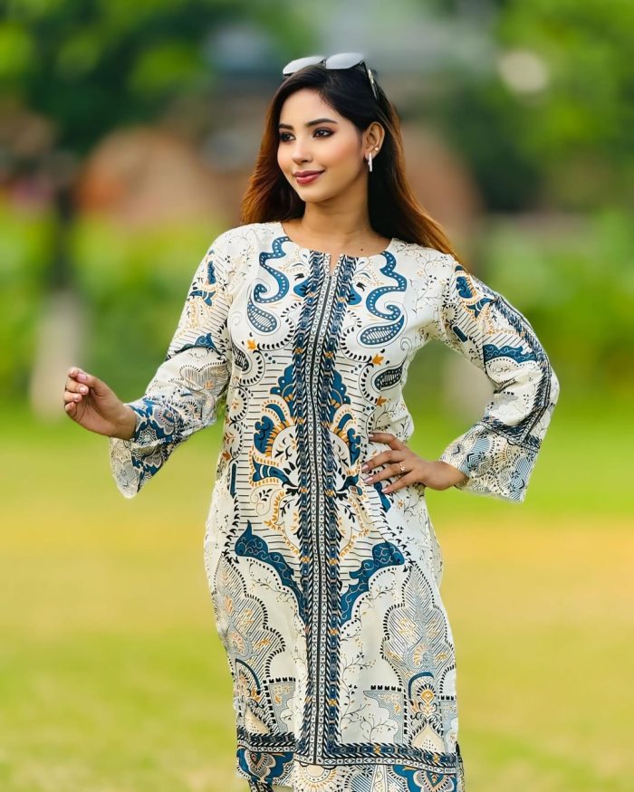 Premium quality synthetix silk digital print co-ord set - Image 4