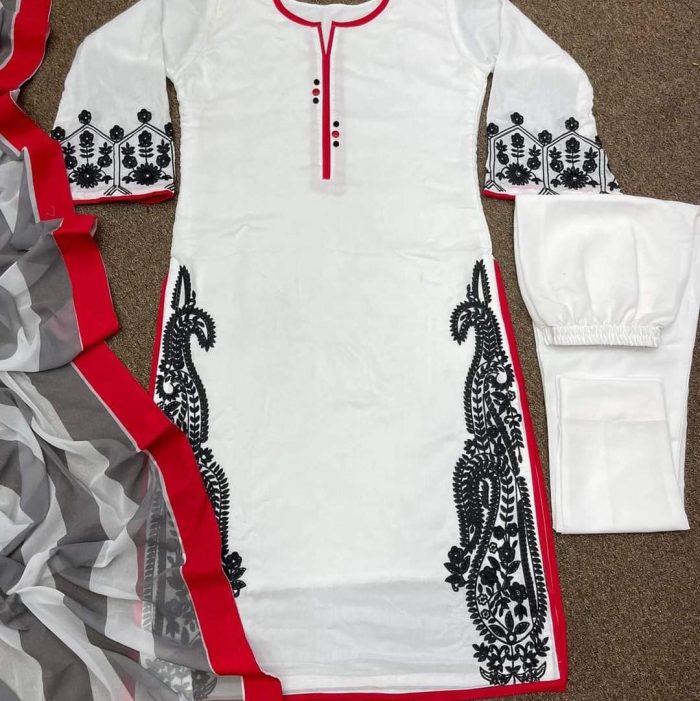 Cotton Embroidery Readymade Kurtis Salwar Kameez For Women - Image 4