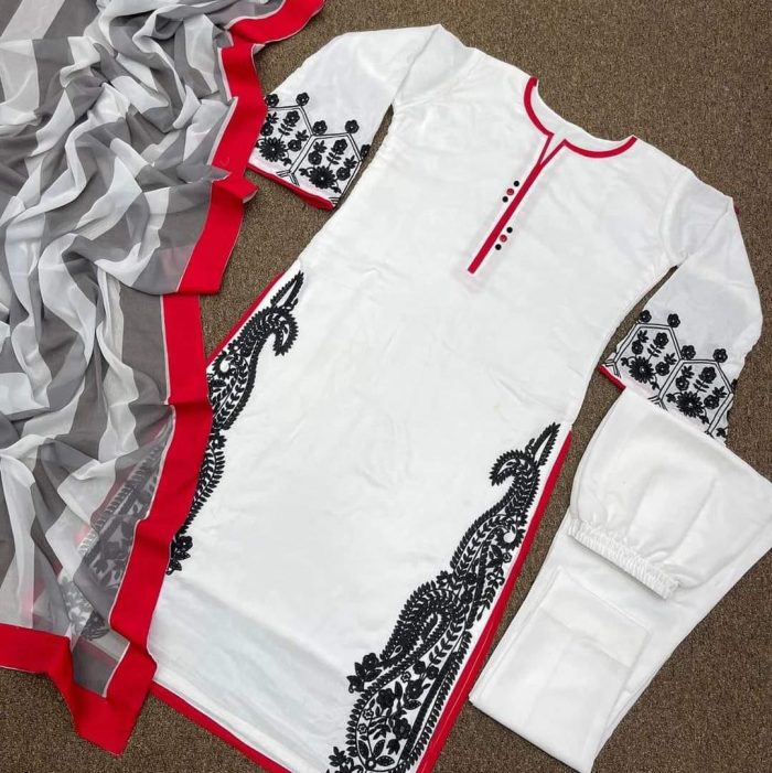 Cotton Embroidery Readymade Kurtis Salwar Kameez For Women - Image 2