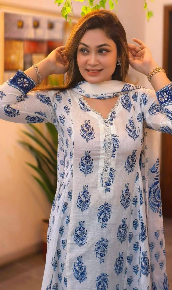Cotton Gown Three Piece - Image 2