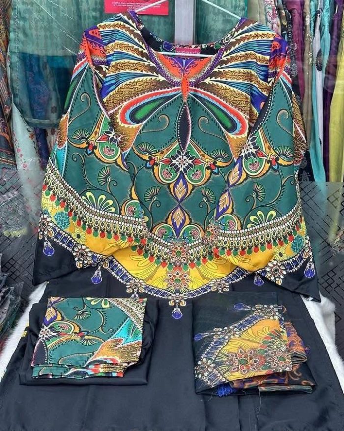 Black Butterfly Pakistani inspired 3pcs - Image 1