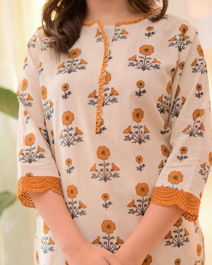 Bagru Floral Block Printed Suit - Image 3