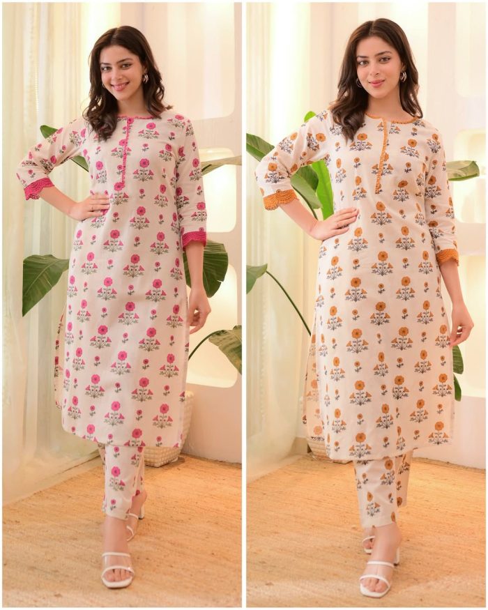 Bagru Floral Block Printed Suit - Image 1