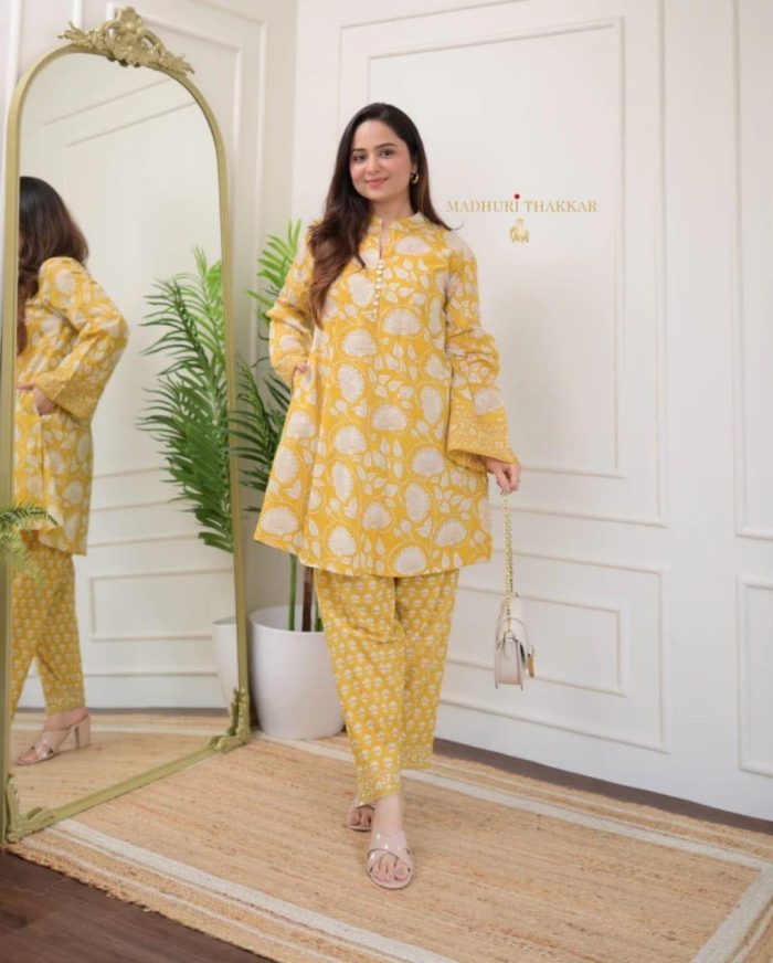 Lemon Yellow Ikat Co-ord Set - Image 8
