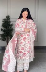 "Nazakat" - Pure Cotton Pakistani Inspired Suit Set - Image 21