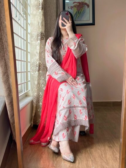 Lawn Printed Dress With Shalwar