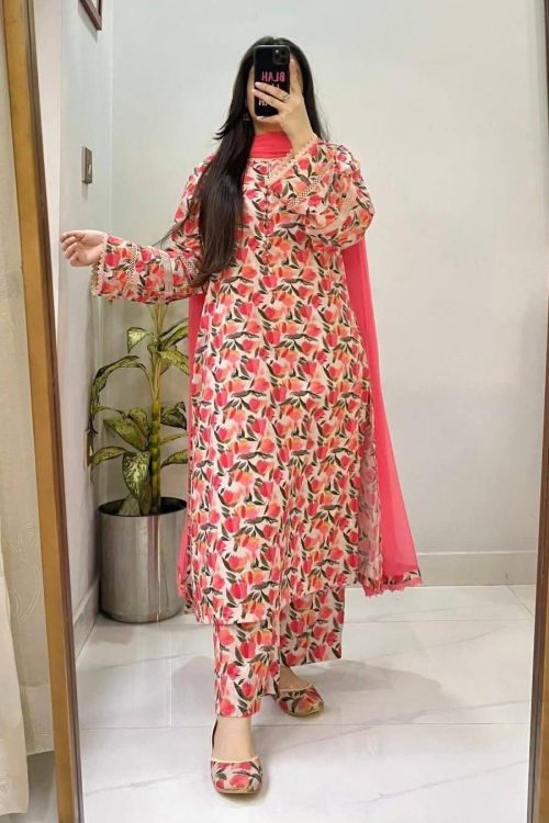 Color Phool - Vibrant Cotton Kurti Set (only 3 piece)