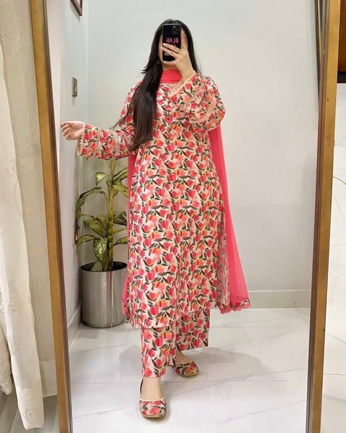 Color Phool - Vibrant Cotton Kurti Set (only 3 piece) - Image 1
