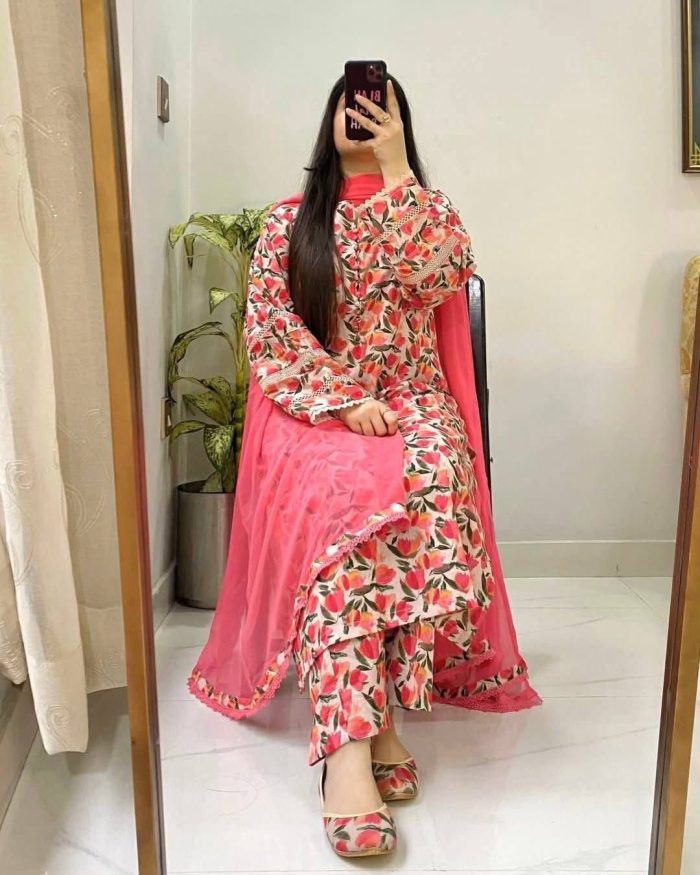 Color Phool - Vibrant Cotton Kurti Set (only 3 piece) - Image 4