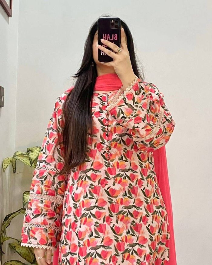 Color Phool - Vibrant Cotton Kurti Set (only 3 piece) - Image 3