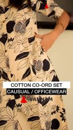 White Kurta With Black Floral Print - Image 7