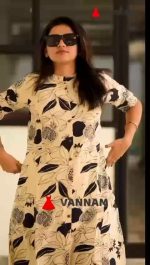 White Kurta With Black Floral Print - Image 6