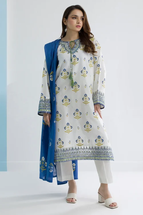 Embroidered Kurta Dupatta Trouser